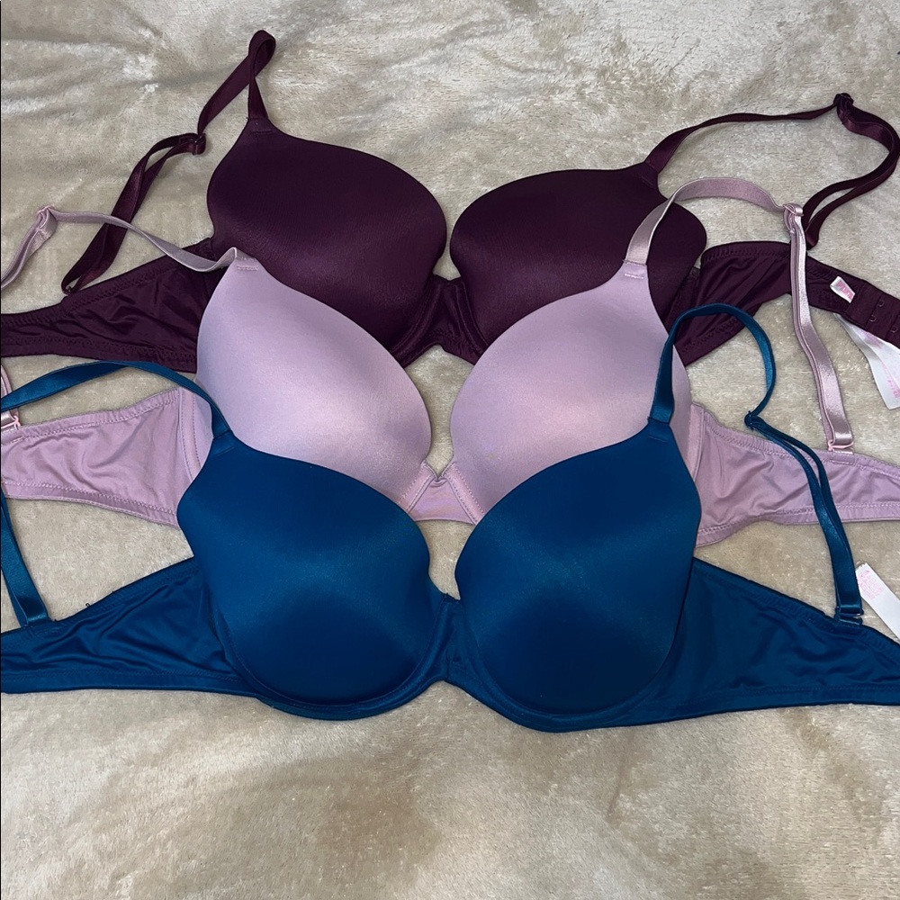 PINK Victoria's Secret Bra Set in Maroon, Blush, and Teal